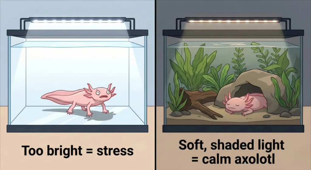 Lighting Setup for a Calm Axolotl Tank