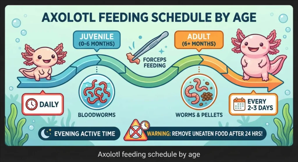 axolotl Feeding Schedule by age